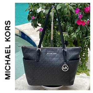 Michael Kors Med Sig Jet Set East/West Top Zip Travel Tote w/Silver HW #IM-1910